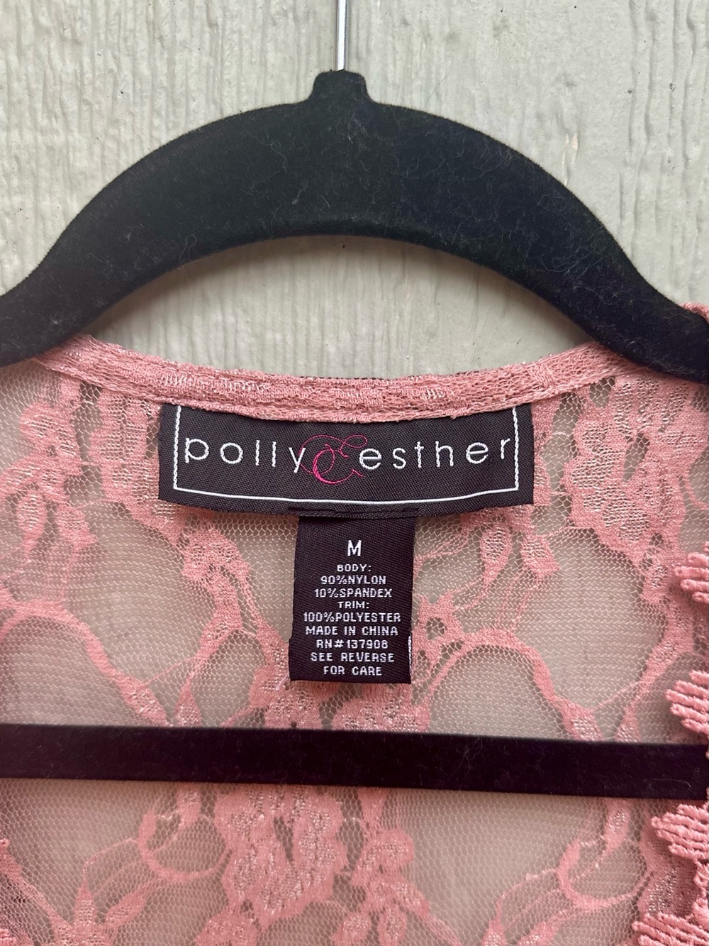 Polly & Esther Lace Overlay Vest — Dusty Rose Pink - Picture 3 of 4